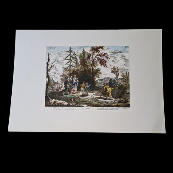 Giuseppe Zocchi vintage lithograph print Ottobre - Picture 1 of 15
